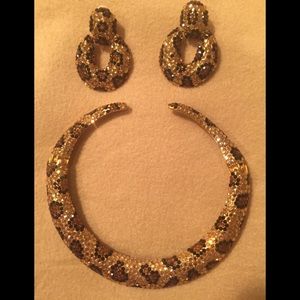 Leopard necklace and earring set
